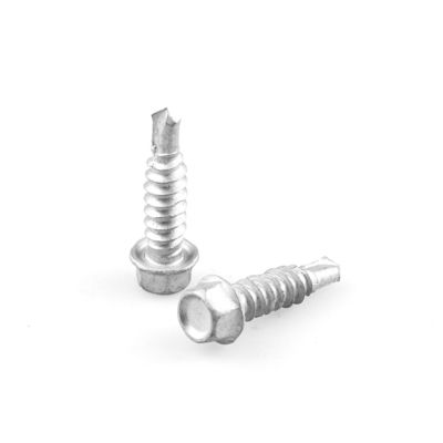 SCM435 Unitek Sus304 Sus410 Lavadora hexadecimal tornillo de auto-perforación St6.3x25 para tablero de cemento de fibra