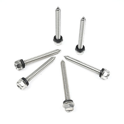 Acero inoxidable ST6.3 * 55mm Flange Hex Autoportación parafusado Parafuso Auto Atarraxante