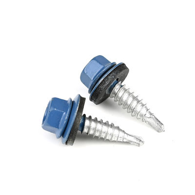 6.3x22 cabeza hexagonal para auto-perforación tornillo de acero inoxidable bi-metal Techo de costura tornillos en azul