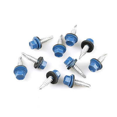 6.3x22 cabeza hexagonal para auto-perforación tornillo de acero inoxidable bi-metal Techo de costura tornillos en azul