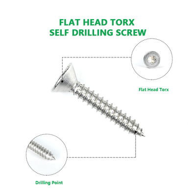 Torx de acabado plano contrafundido para madera de acero inoxidable 316