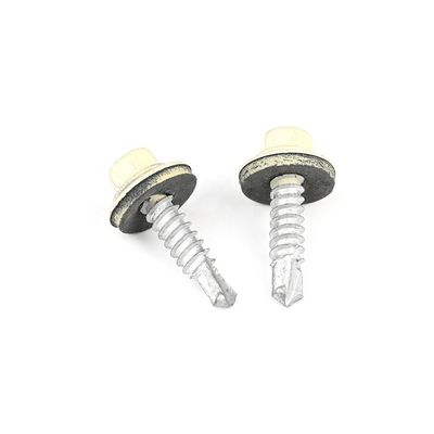 Galvanizado 25 mm Cabeza de brida hexagonal amarilla Tornos de perforación automática para estructuras de madera de puertas
