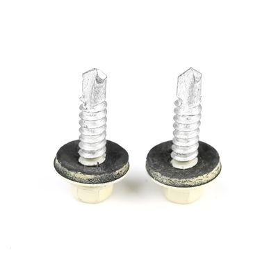 Galvanizado 25 mm Cabeza de brida hexagonal amarilla Tornos de perforación automática para estructuras de madera de puertas