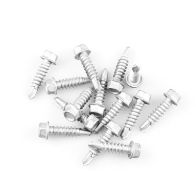 SCM435 Unitek Sus304 Sus410 Lavadora hexadecimal tornillo de auto-perforación St6.3x25 para tablero de cemento de fibra