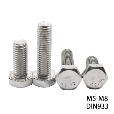 DIN estándar 304 de acero inoxidable tornillo hexagonal de rosca completa tornillo M4 M5 M6 M8 acabado liso