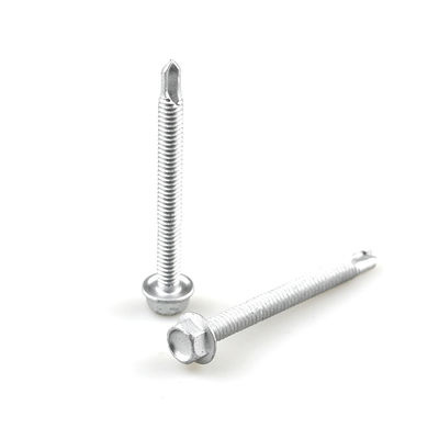 Flanca de revestimiento de instalación Tornos de auto-perforación con cabeza hexagonal SS304 Tornos bi-metálicos Tornos de perforación Tornos de cola 6.3x65mm