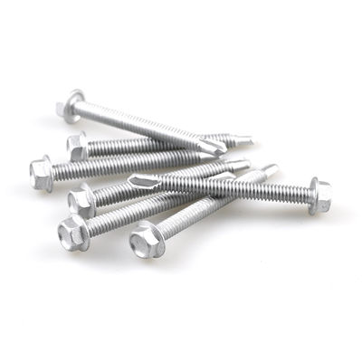 Flanca de revestimiento de instalación Tornos de auto-perforación con cabeza hexagonal SS304 Tornos bi-metálicos Tornos de perforación Tornos de cola 6.3x65mm