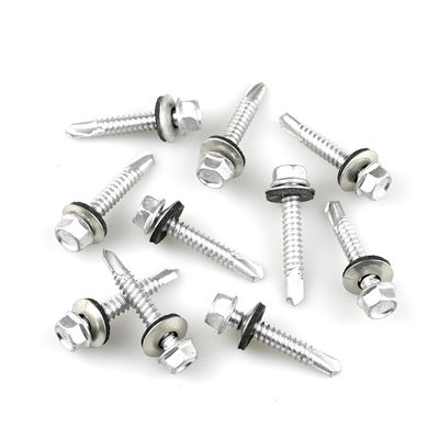 Bimetal 304 Ruspert 316 cabeza de lavadora hexadecimal tornillo de perforación de autoapertura para placa de capa de techo