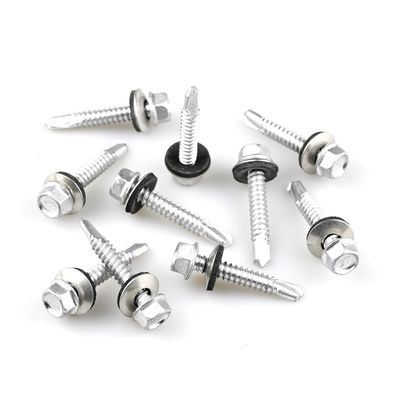 Finalización plana Bimetal SS316 Hex Lavadora cabeza de auto perforación tornillo para el mantenimiento del techo