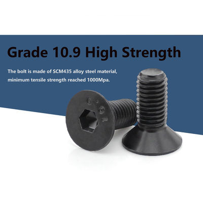 Acero al carbono DIN7991 M5 Óxido negro de enchufe plano hexadecimal 12.9 contra cabeza sumergida hexágono