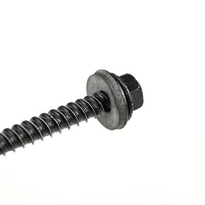 Raspert negro revestido de acero inoxidable Hex Flange Head Tornos de pared seca con lavadora Epdm