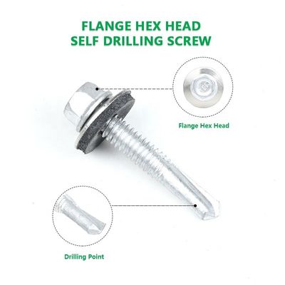 SS410 Freno Hex cabeza de acero inoxidable para perforación de tornillos de auto-apertura con lavadora EPDM