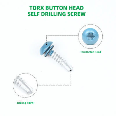 SS410 de acero inoxidable de color para el techo de corroshield tornillo de 1' Pan Head Torx auto perforación de tornillo con lavadora