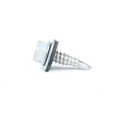 Hex Head de acero para techo de auto-perforación Tornos Tek con lavadoras de caucho Tornos de costura 1 punto