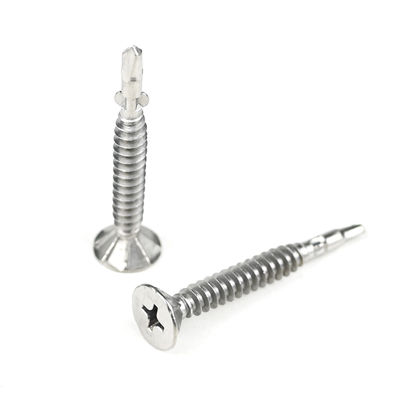 Cerrojo de perforación automática de cabeza plana de acero inoxidable con ala 4.5x37mm con acabado Ruspert