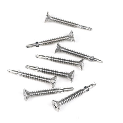 Cerrojo de perforación automática de cabeza plana de acero inoxidable con ala 4.5x37mm con acabado Ruspert