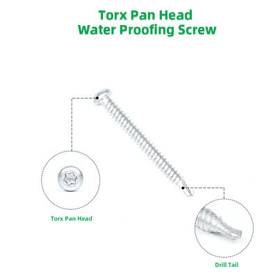 6.3x65 TPO PVC Ply Membrana de acero inoxidable 304 Bi-Metal Torx Botón de cabeza tornillo a prueba de agua