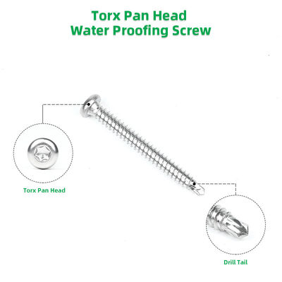 Plain 6.3x55 SUS410 Pan Torx Star Screw Cabeza de botón de acero inoxidable para membrana de techo Epdm