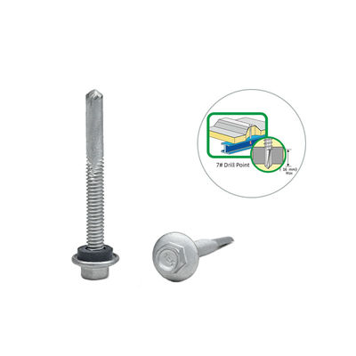 Círculo de perforación automática con cabeza de brida hexagonal recubierta con aleación de zinc Tek 7 para la instalación 5.5x50