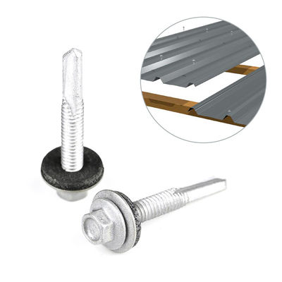 Parafusos de autoperforación métricos bimetales con cabeza de lavadora hexagonal y lavadora de caucho EPDM