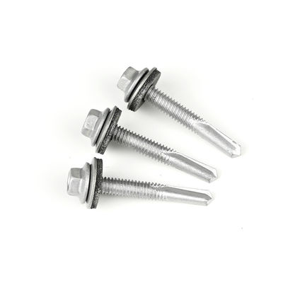 Parafusos de autoperforación métricos bimetales con cabeza de lavadora hexagonal y lavadora de caucho EPDM