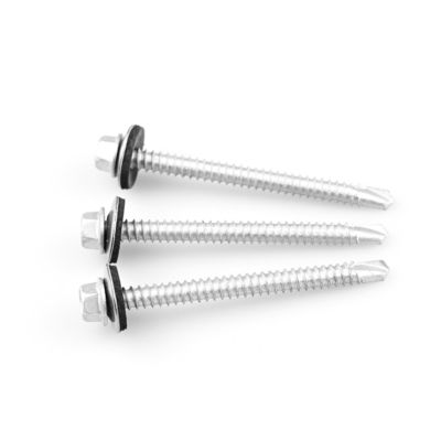 Sistema de medición INCH tornillos de bi-metal recubiertos con aleación de zinc para paneles de techo a purlin