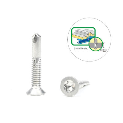 Instalación 5.5x32 Torx de acero inoxidable Csk cabeza de tornillo Tek para fijar la madera a purlin