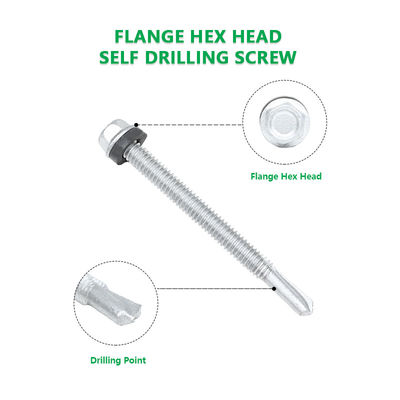 Contacta con el servicio de atención al cliente para un tornillo de auto-perforación personalizado 5.5x63 Flange Hex Head