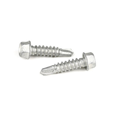 Zinc de aleación revestido 6.3x25 tornillo bimetal de auto-perforación tornillo hexagonal cabeza de lavadora Tek tornillo para el apoyo de la esquina