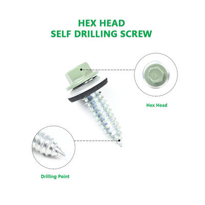 Prueba 100% QC de aleación de zinc recubierta con 11/32x1/4' Hex Hex Head Sheet Metal Screw para claraboya