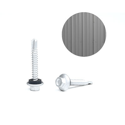Cerrojo de perforación automática de brida hexadecimal 12 x 38 de aleación de zinc recubierto de impermeabilidad para panel de revestimiento de pared